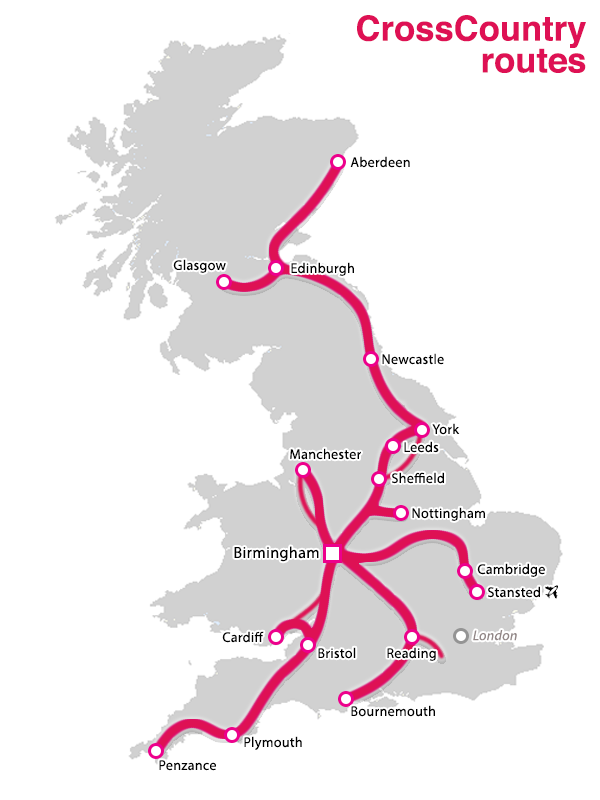 CrossCountry train route maps