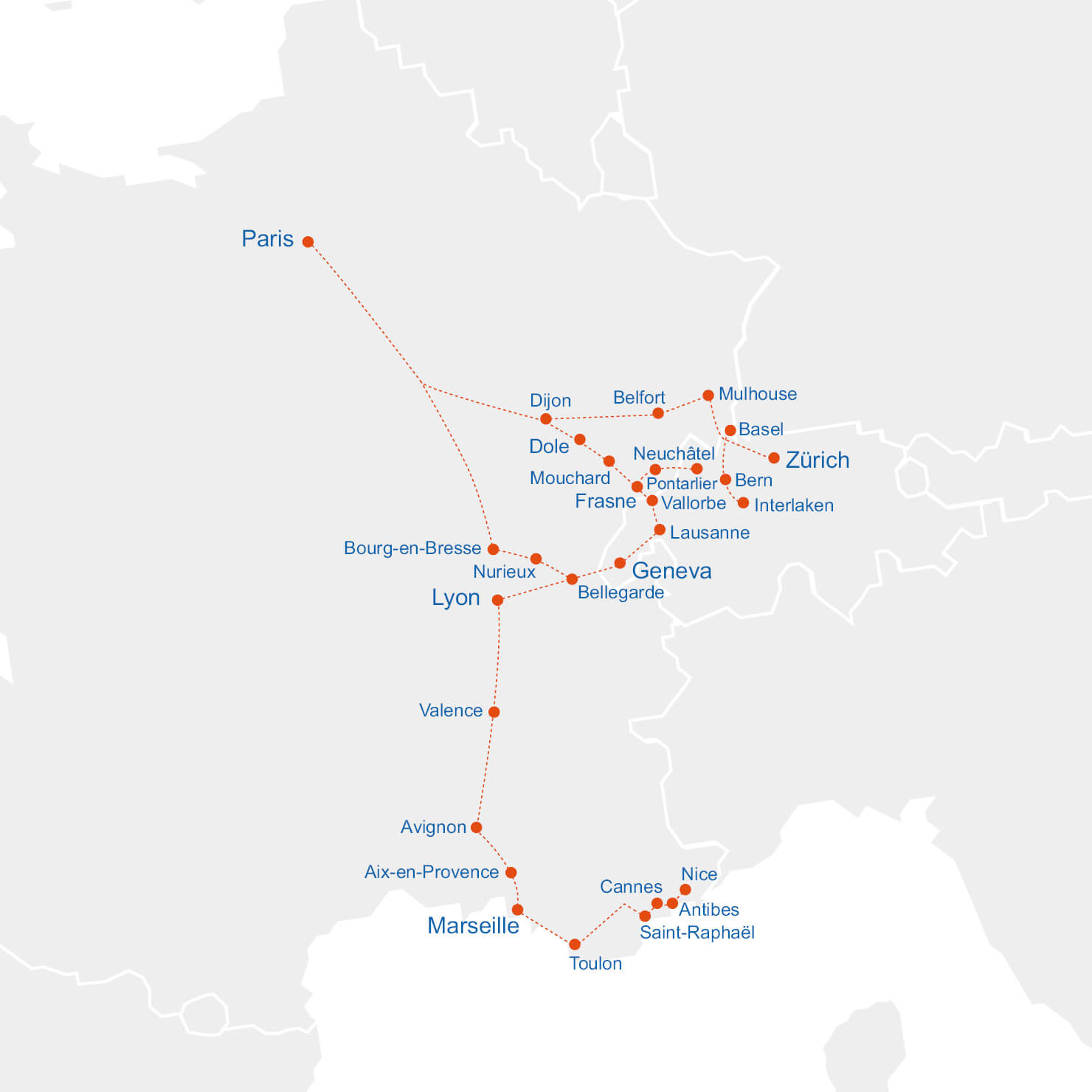 TGV-LYRIAルートマップ