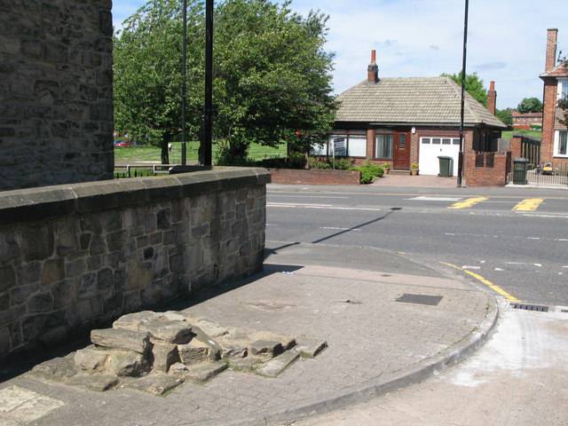 A small part of Hadrian's Wall, which can still be seen in the pavement in East Denton