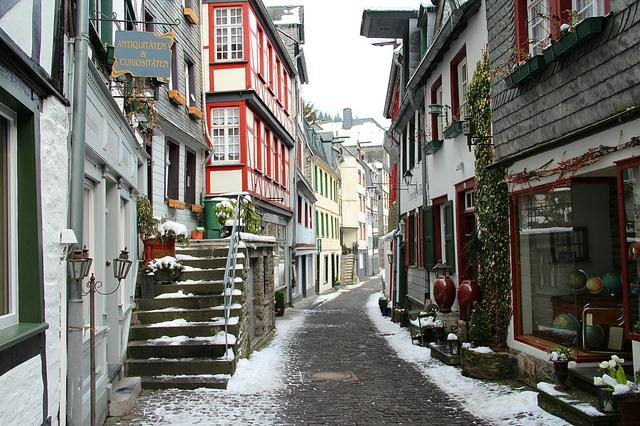 The narrow streets and old houses make for a charming historic atmosphere