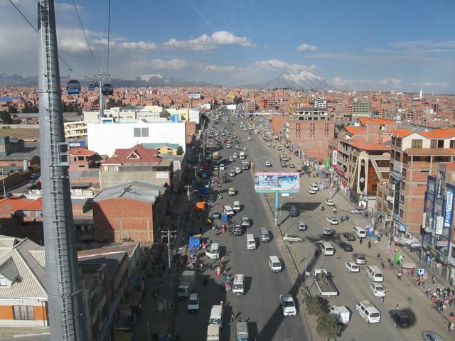 El Alto from cable car, mountains in the background