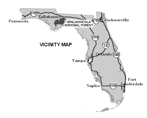 Location of Apalachicola National Forest in Florida