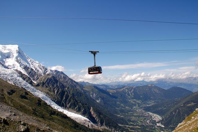 The cable car to Aiguille du Midi