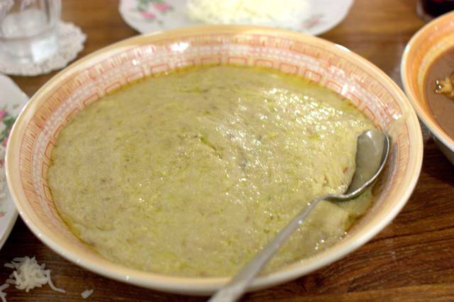 Harees at Al Fanar restaurant, one of the few restaurants that serves traditional Eastern Arabian Emirati food.