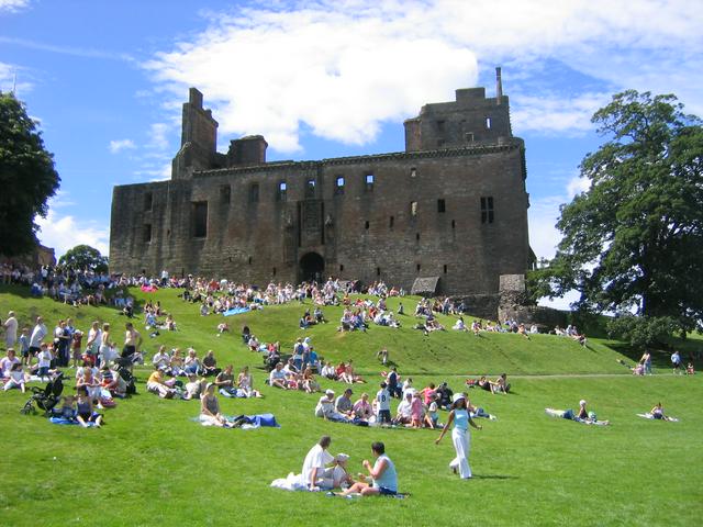 Linlithgow Palace from the public park surrounding it, known as The Peel