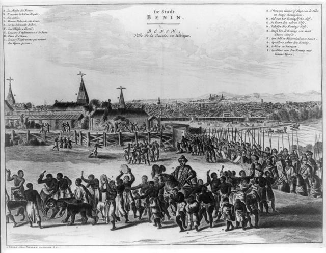 Benin City as depicted by a Dutch artist in 1668.