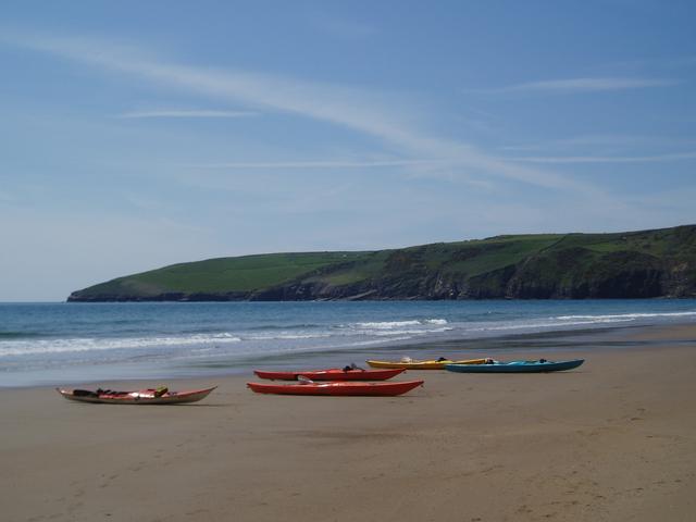 Kayaks on the Anglesey coast