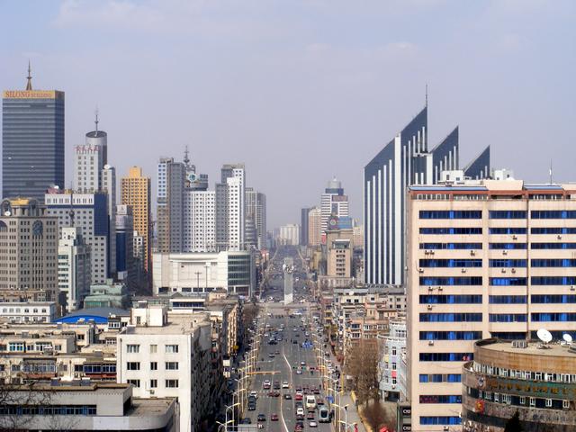 The Skyline of Anshan city viewed from Lieshishan Park.