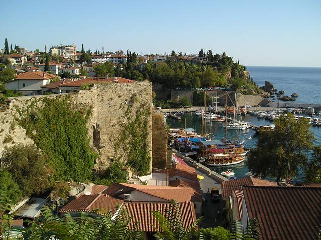 Yacht marina and part of old city of Antalya