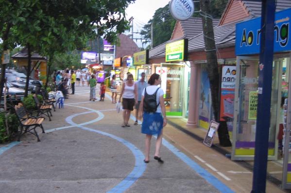 The beach front shopping district