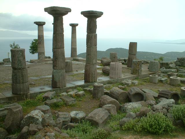 Temple of Athena overlooking the Aegean in Assos.