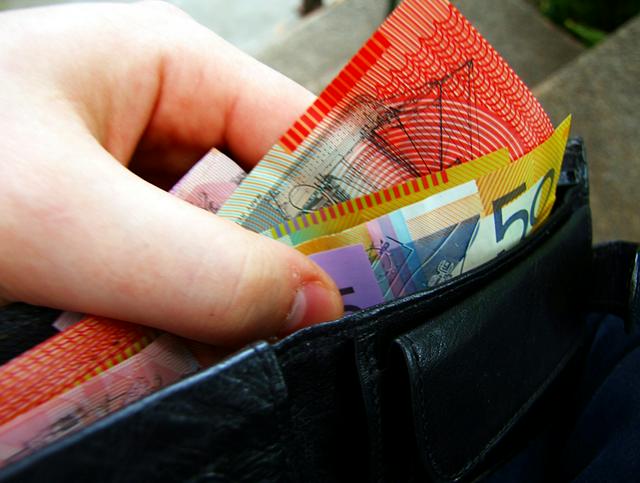 Australian dollar banknotes in a wallet