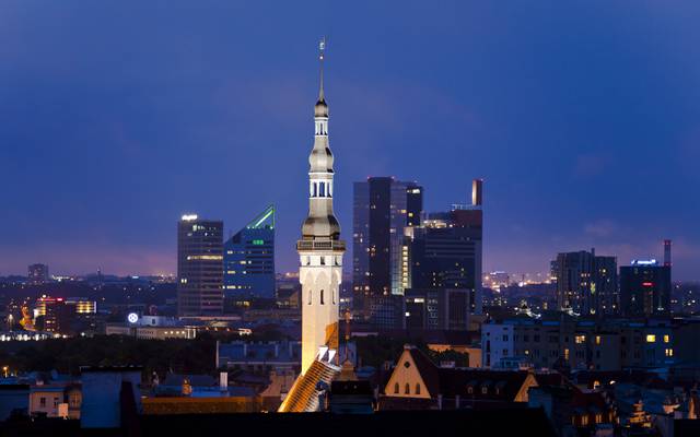 View from the Old Town towards the modern skyline of Tallinn