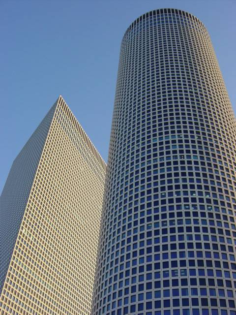 Azrieli Center towers; for a good view of the city, climb up to the circular tower observatory