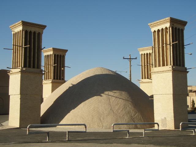 A Badgir, a wind cooled water reservoir