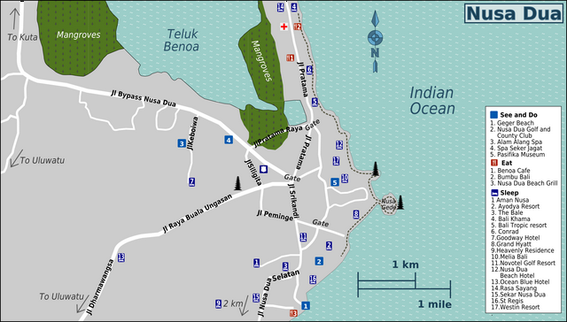 Map of the Nusa Dua area