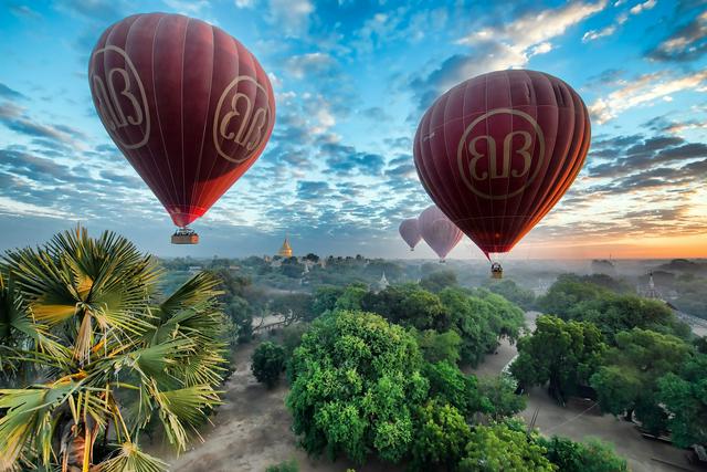 Hot air balloons over Bagan