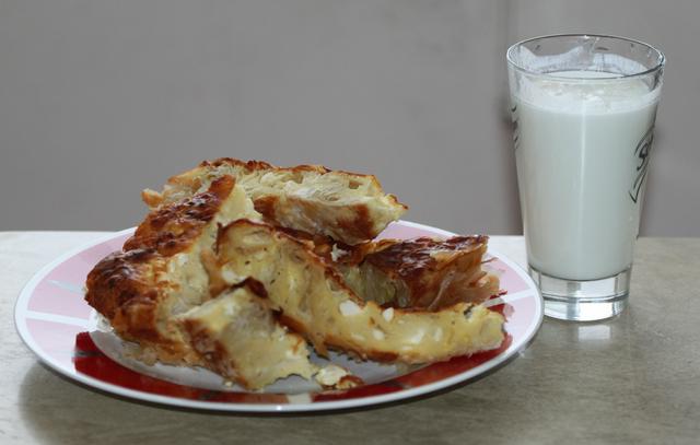 Ayran/yogurt drink and Banitsa