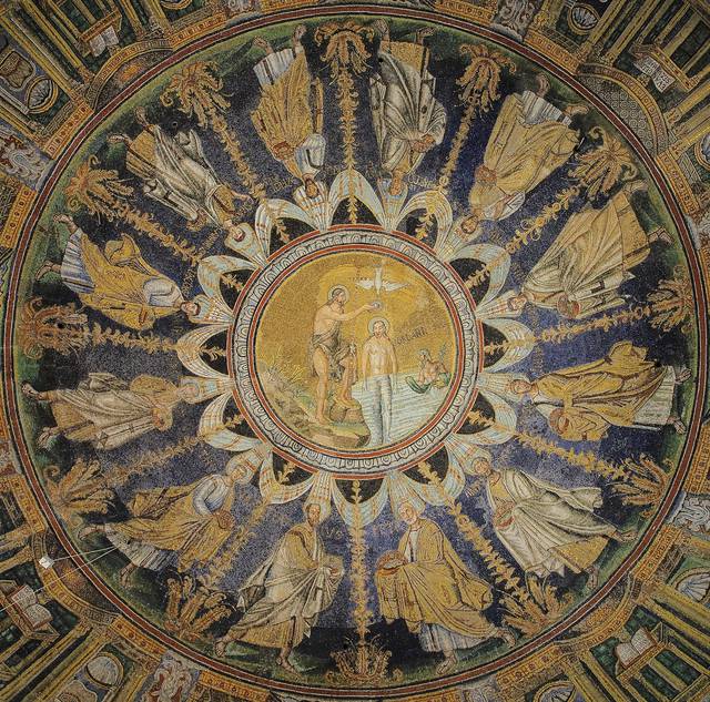 Ceiling mosaic in the Baptistry of Neon