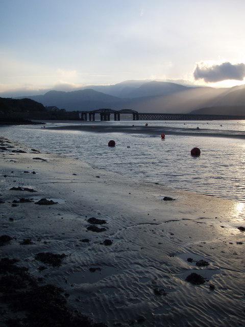 Barmouth Bridge at Daybreak, with Cadair Idris in the background