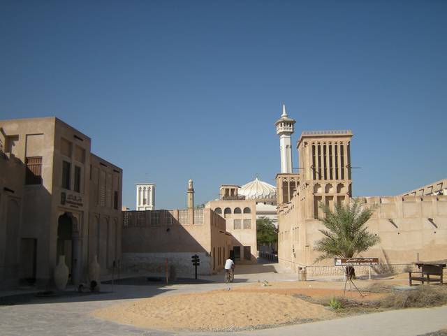 Old Dubai. The Al Bastakiya neighborhood was once the major center of Dubai. The old buildings are now preserved as a cultural landmark and tourist site.