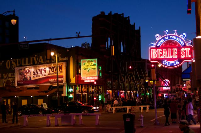 Beale Street coming to life at dusk