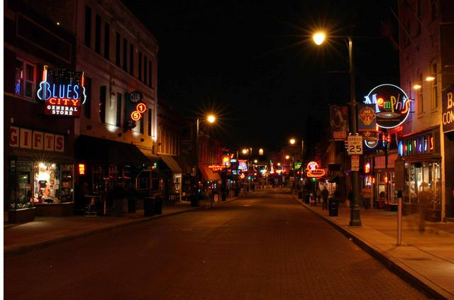 An empty Beale Street after the bars have closed