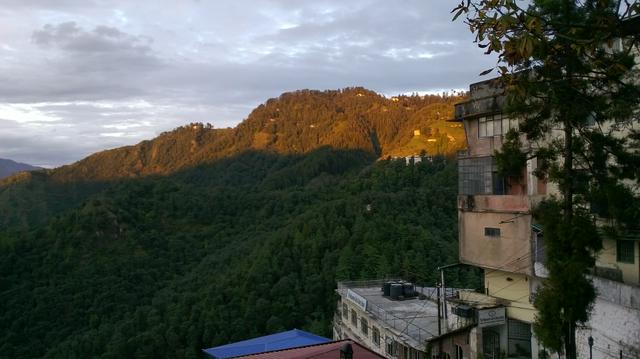 View of the hills in Mussoorie towards sunset