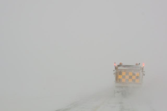 View from behind the wheel in Saskatchewan in the winter