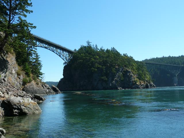 Deception Pass and Bridge as seen from below