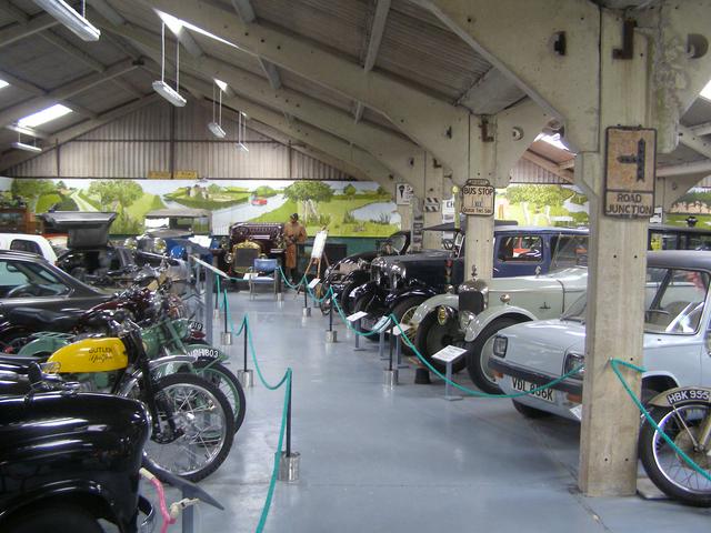 Cars and motorcycles in the Bentley Wildfowl and Motor Museum