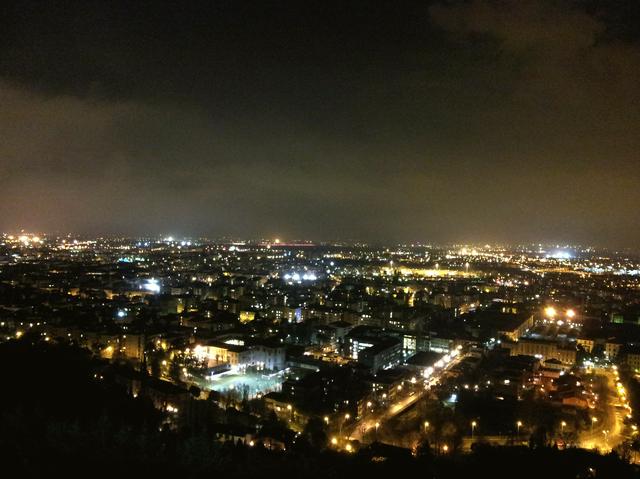 Lower town of Bergamo at nighttime