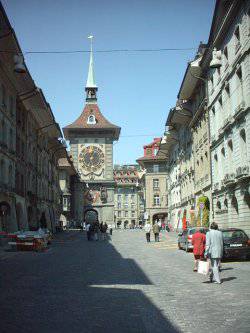 High technology for the 13th century. The 'Zytglogge' clock tower is in the centre of the old-town.