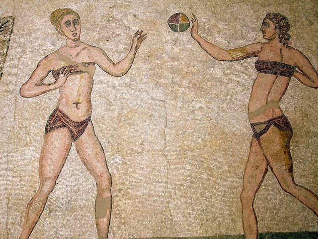 Roman bikinis. Mosaic from the Villa Romana at Piazza Armerina, Sicily.
