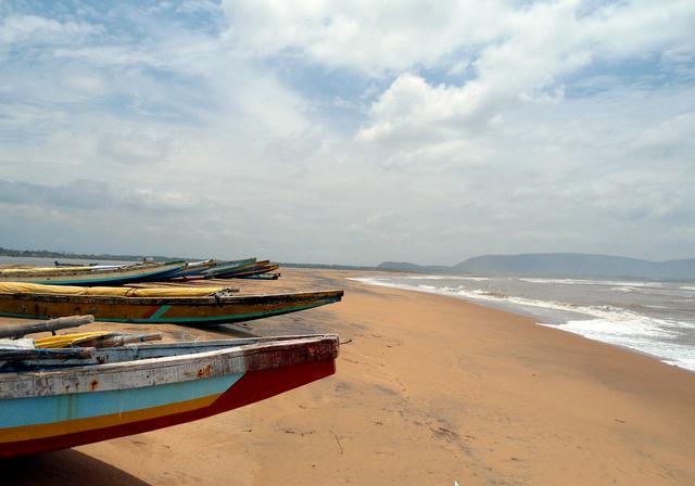 Boats at Bhimili beach Visakhapatnam District