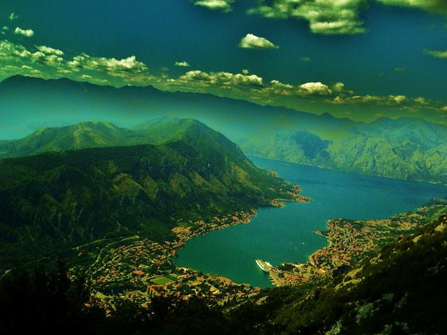 View of the bay, above the town of Kotor