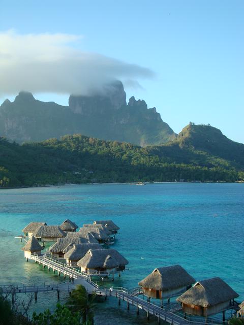 Overwater bungalows in Bora Bora