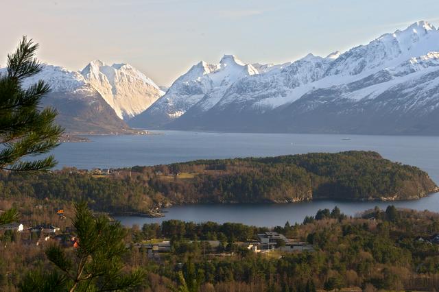 Hjørundfjord and Storfjord seen from Ålesund suburbs