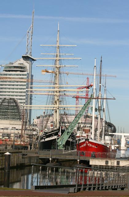 Some of the ships displayed in the outdoor section of the museum.