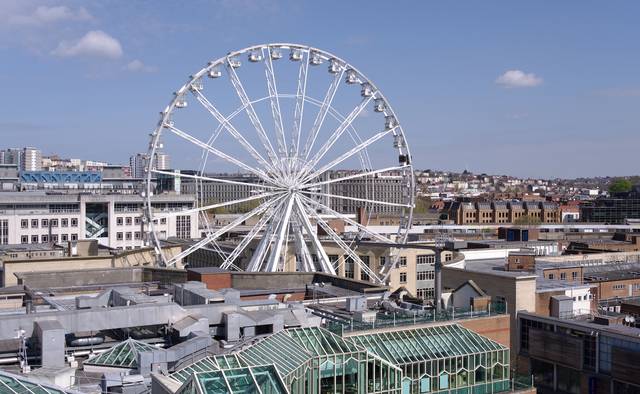 The ferris wheel in Broadmead seen from The Galleries