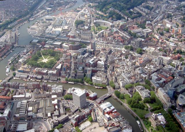 The centre of Bristol seen from a balloon