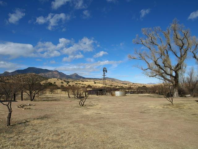 The Brown Canyon Ranch against the backdrop of the Huachuca Mountains