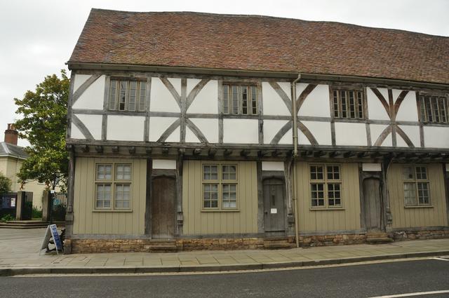 A row of traditional medieval houses near Tewkesbury Abbey.