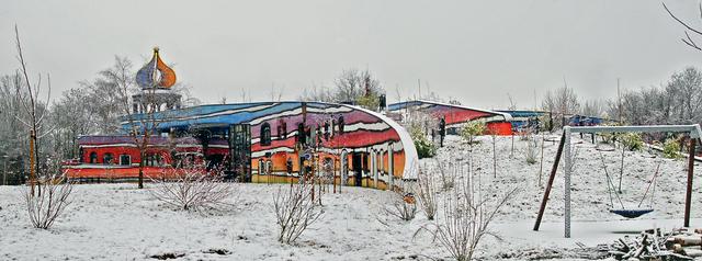 Rainbow Spiral Building in winter