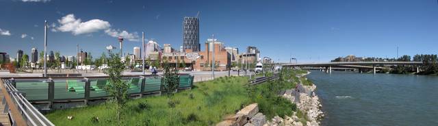 City from Bow River cycle path