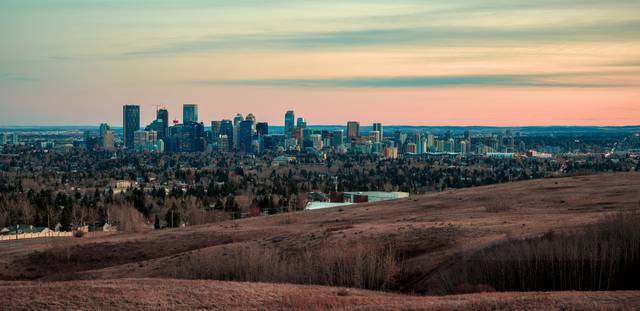 View of Calgary in the Fall of 2018 from Nose Hill Park