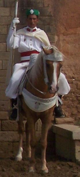 "Camel guard" on horse at Mausoleum Mohammad V, Rabat