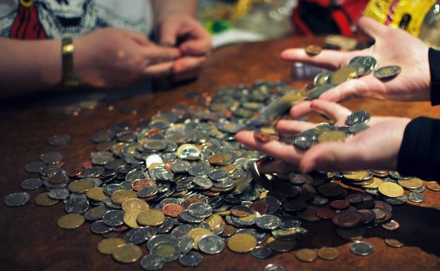 Canadian coins (received as tips, according to the photo description)