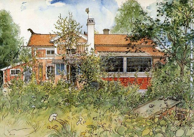 Carl Larsson's home, as portrayed by the artist himself in 1894.