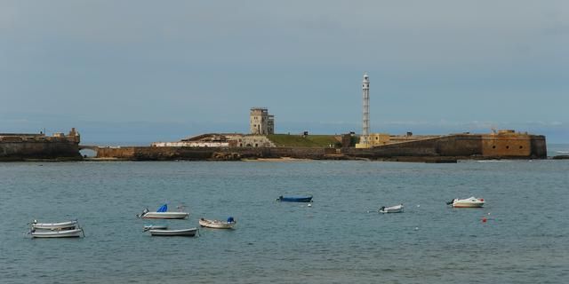 The Castle of San Sebastián in Cádiz as seen from the nearby Castle of Santa Catalina